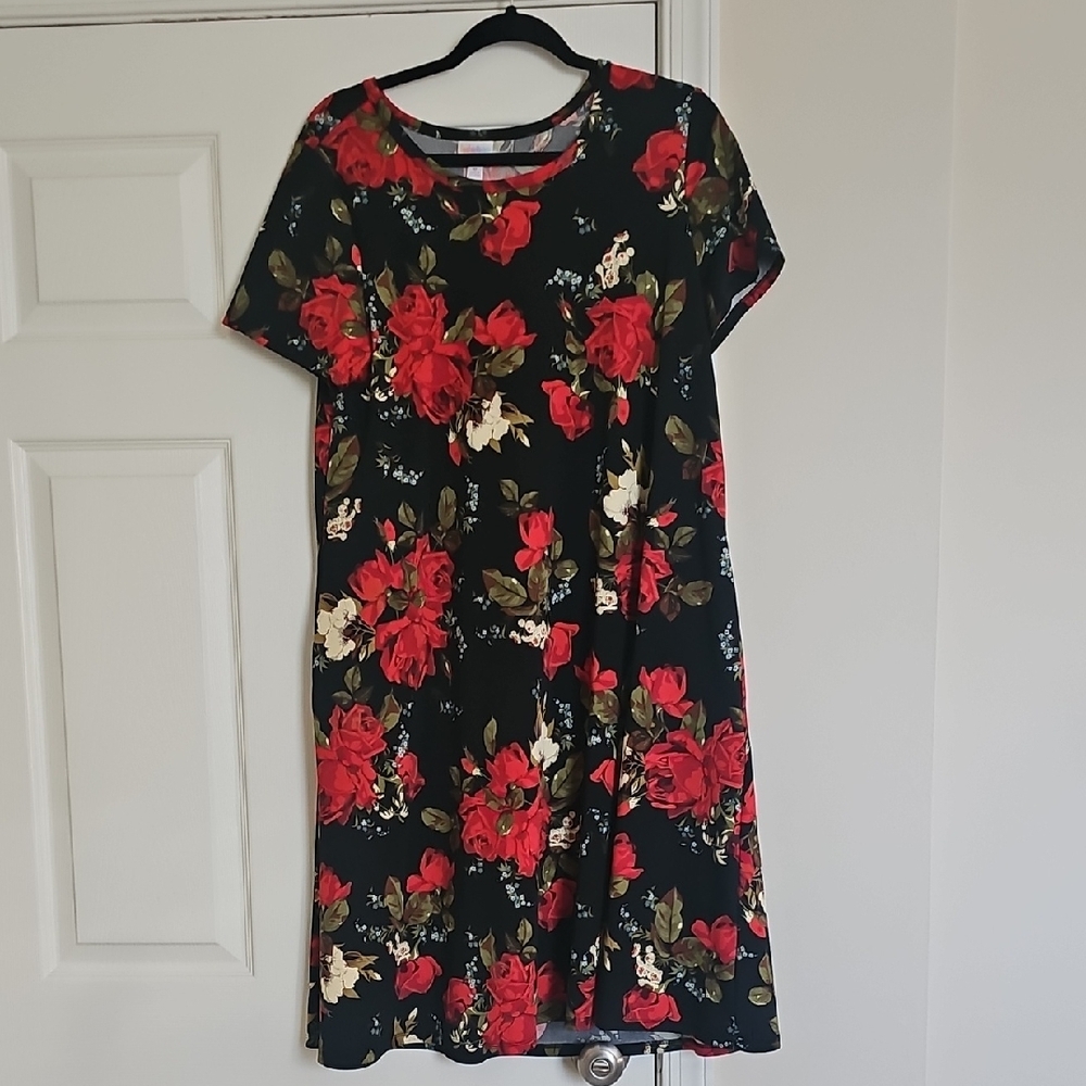 Floral Black and Red Dress